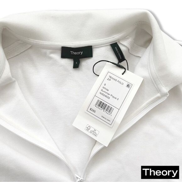 Theory **NWT** Zipped Tennis Polo in Cotton-Blend Piqué in White - Picture 13 of 13
